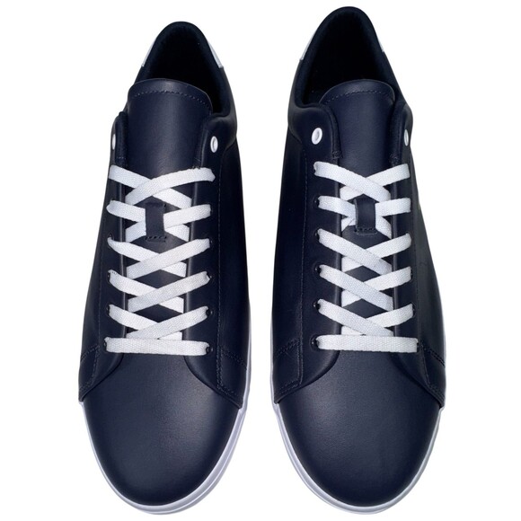 Polo Ralph Lauren Longwood Mens Size 15 Logo Leather Sneaker Black With Yellow - Picture 4 of 9